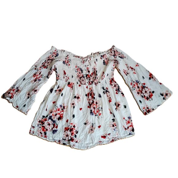Torrid Lace Up Smocked Top Bell Sleeves Boho Milkmaid Plus Size 2X NWT - Picture 1 of 12